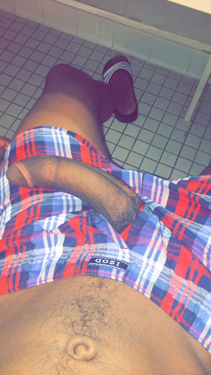 @SadittyTaee Showing off his big black dick thru his izod boxers